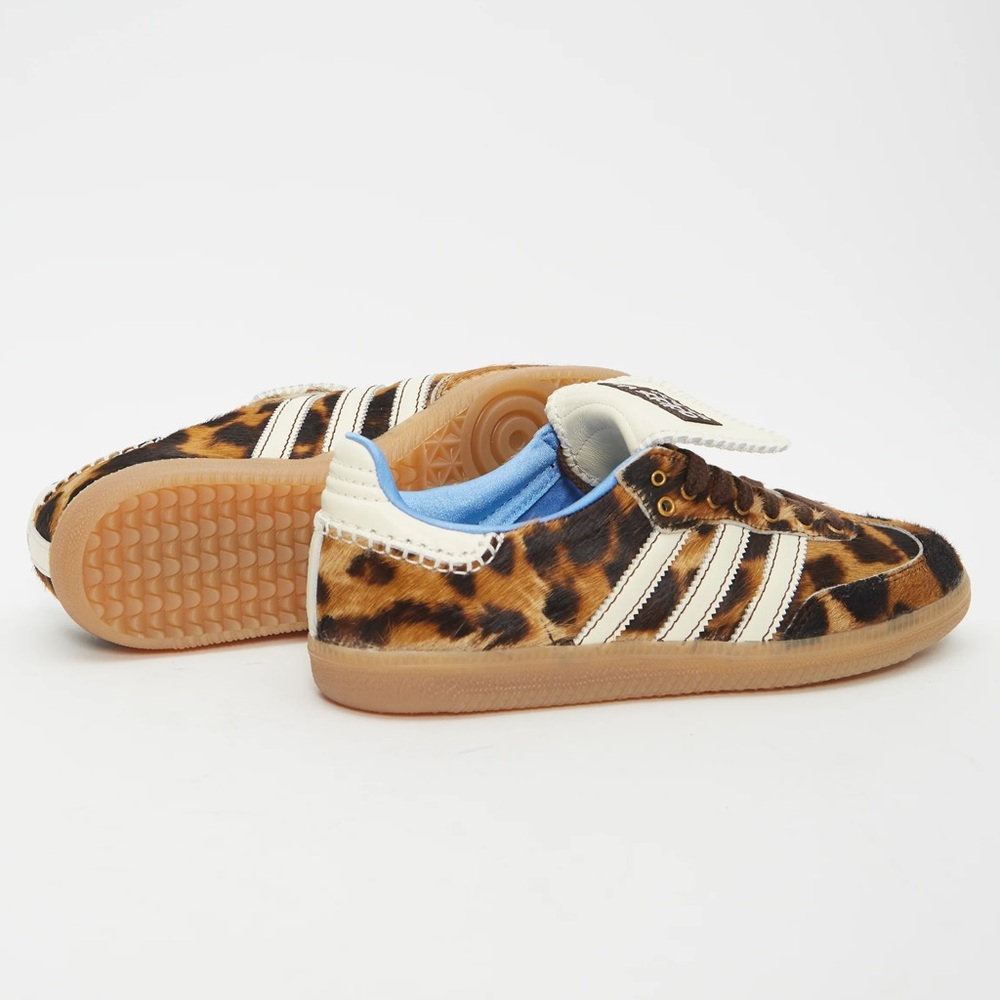 WALES BONNER X ADIDAS Pony Hair Leopard & Blue Interior Samba Shoe Sneakers Sz 8 - Picture 5 of 16